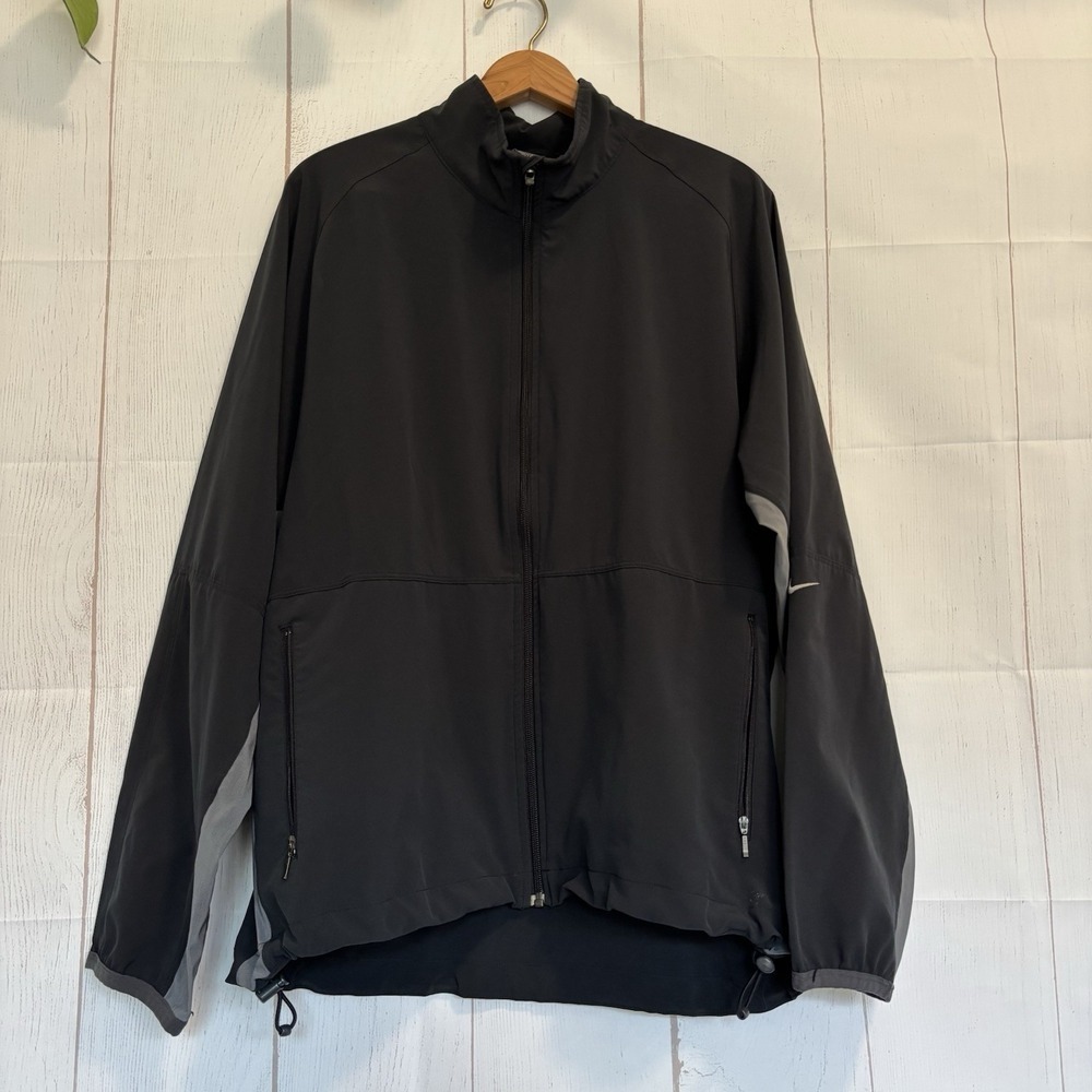 Nike Windbreaker Jacket Vintage 90's Gray Black Sz Large Vented Golf